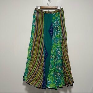 Vintage Soft Surroundings Floral Patchwork Rainbow Maxi Skirt Fairy Whimsical MT